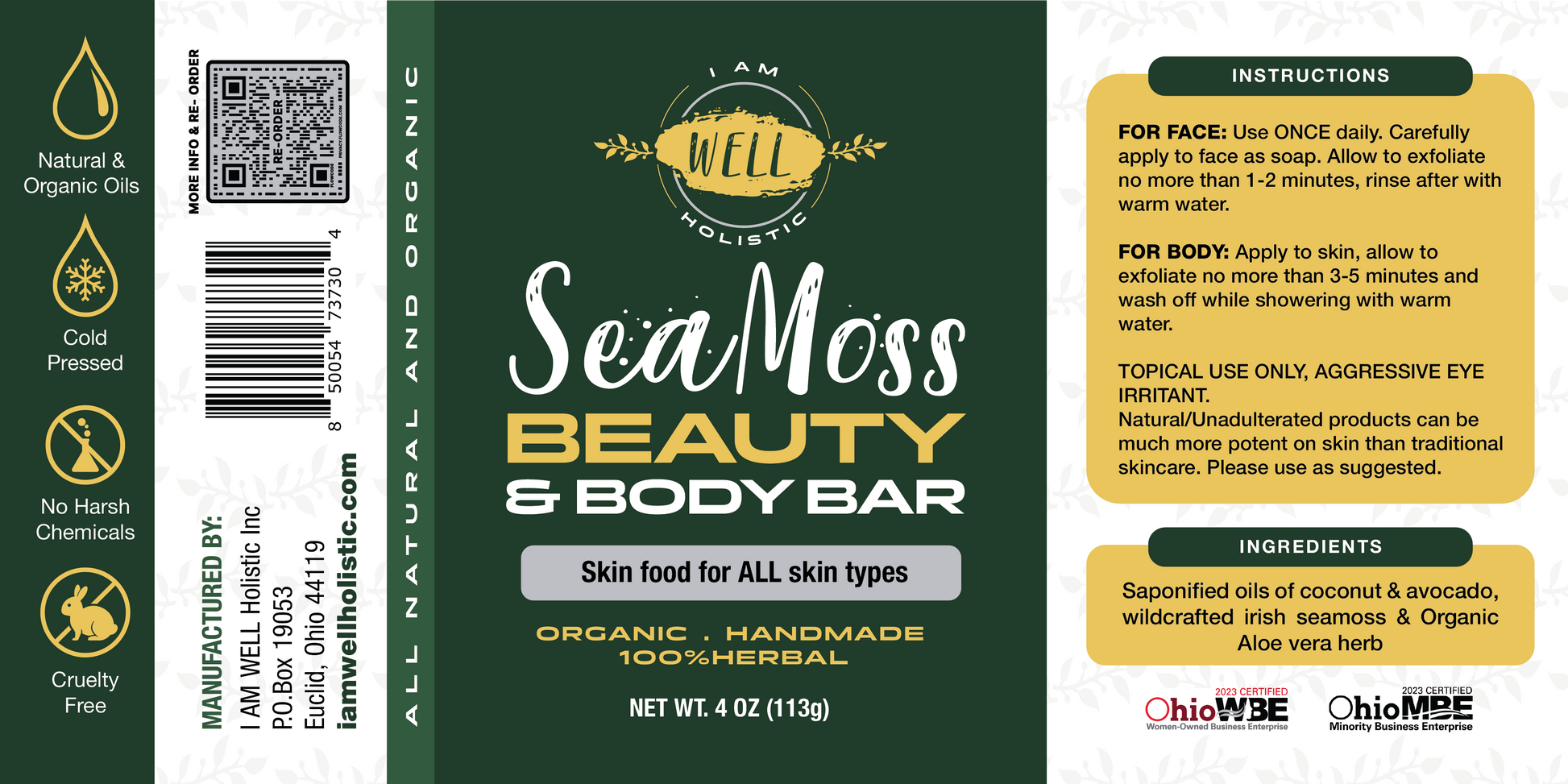 Seamoss Face & Body Bar