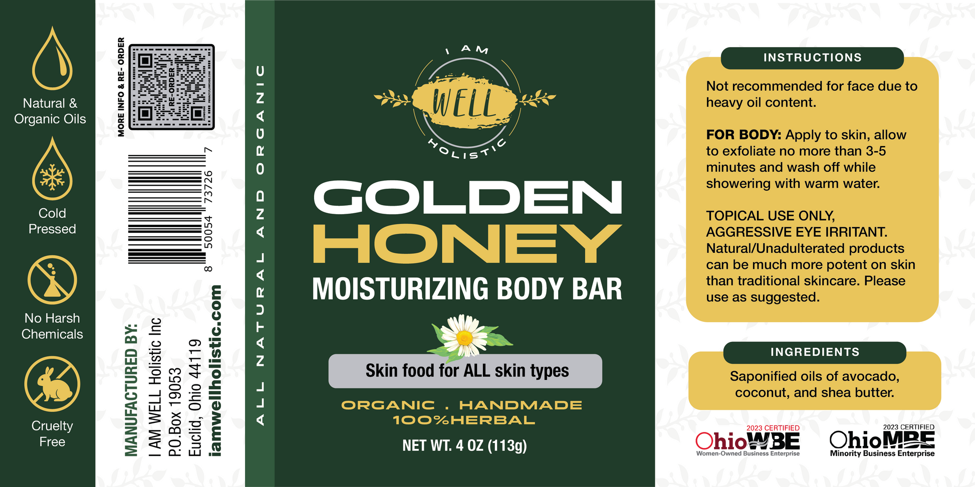 Golden Honey Moisturizing Body Bar