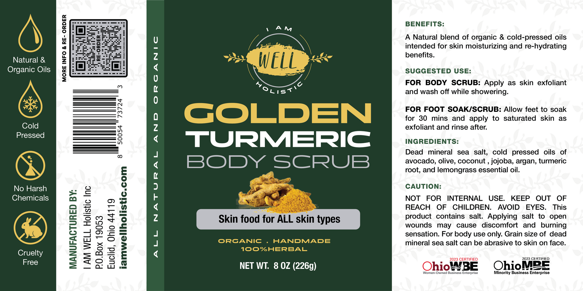 Turmeric All Organic Moisturizing Body Scrub