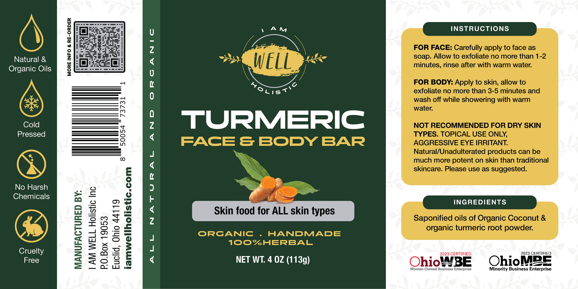 Turmeric & Kojic acid Facial & Body bar