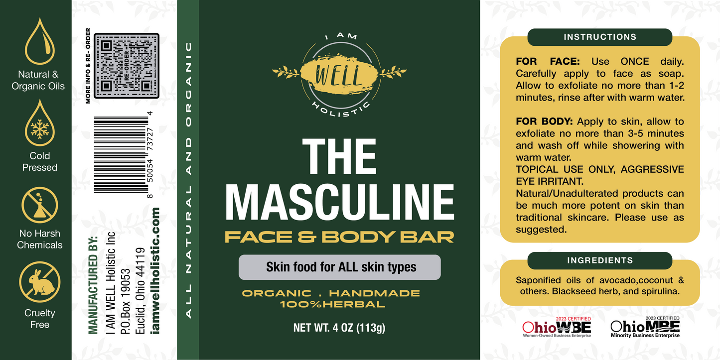 The Masculine Moisturizing Face & Body Bar